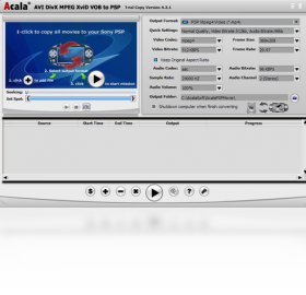 Acala AVI DivX MPEG XviD VOB to PSP
